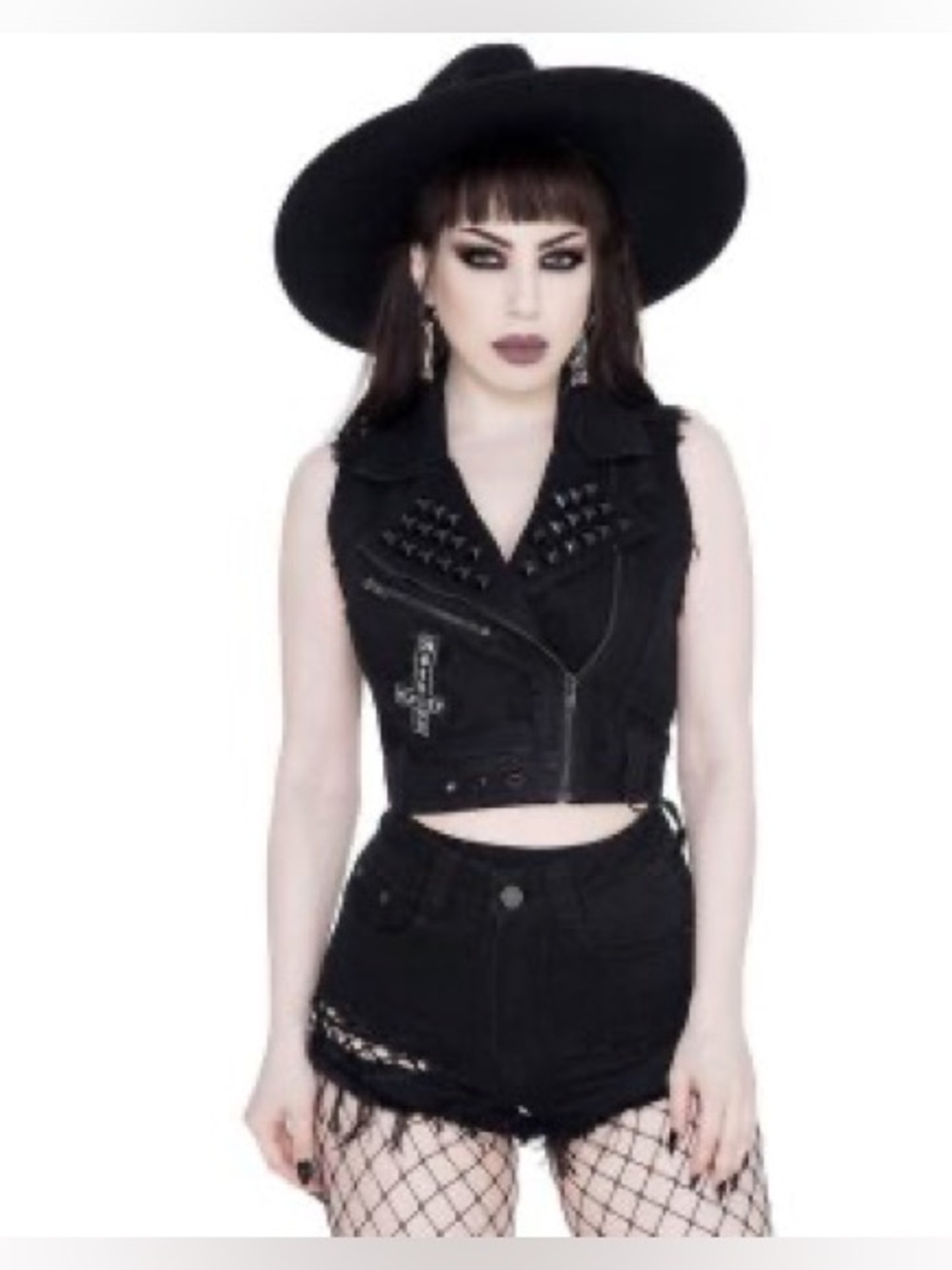 Killstar aleasha denim vest xs